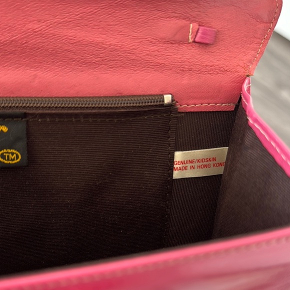 Vintage Mod Pink Goat Leather Clutch - Picture 6 of 16